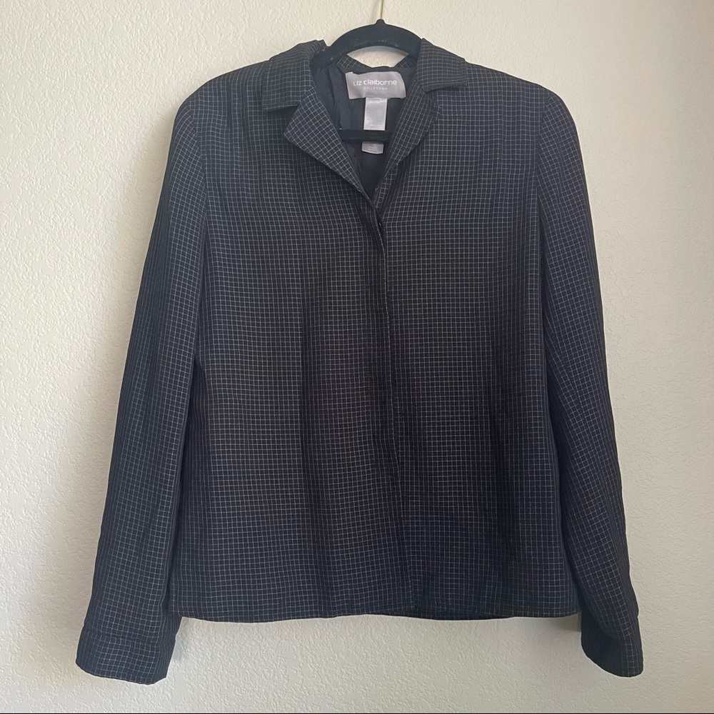 Vintage Liz Claiborne Grid Pattern Button-Up - image 1